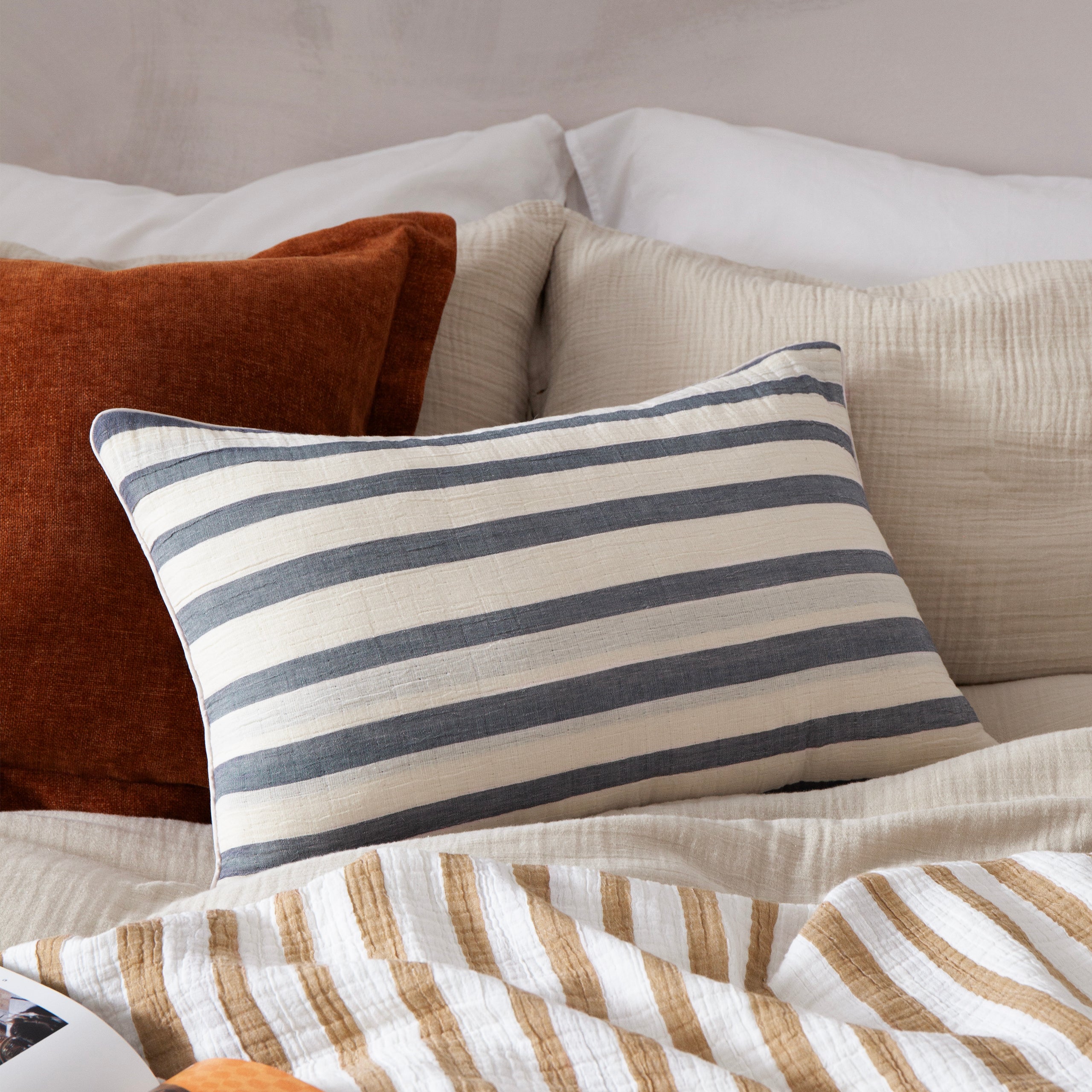 Woven Stripe Cotton Cushion