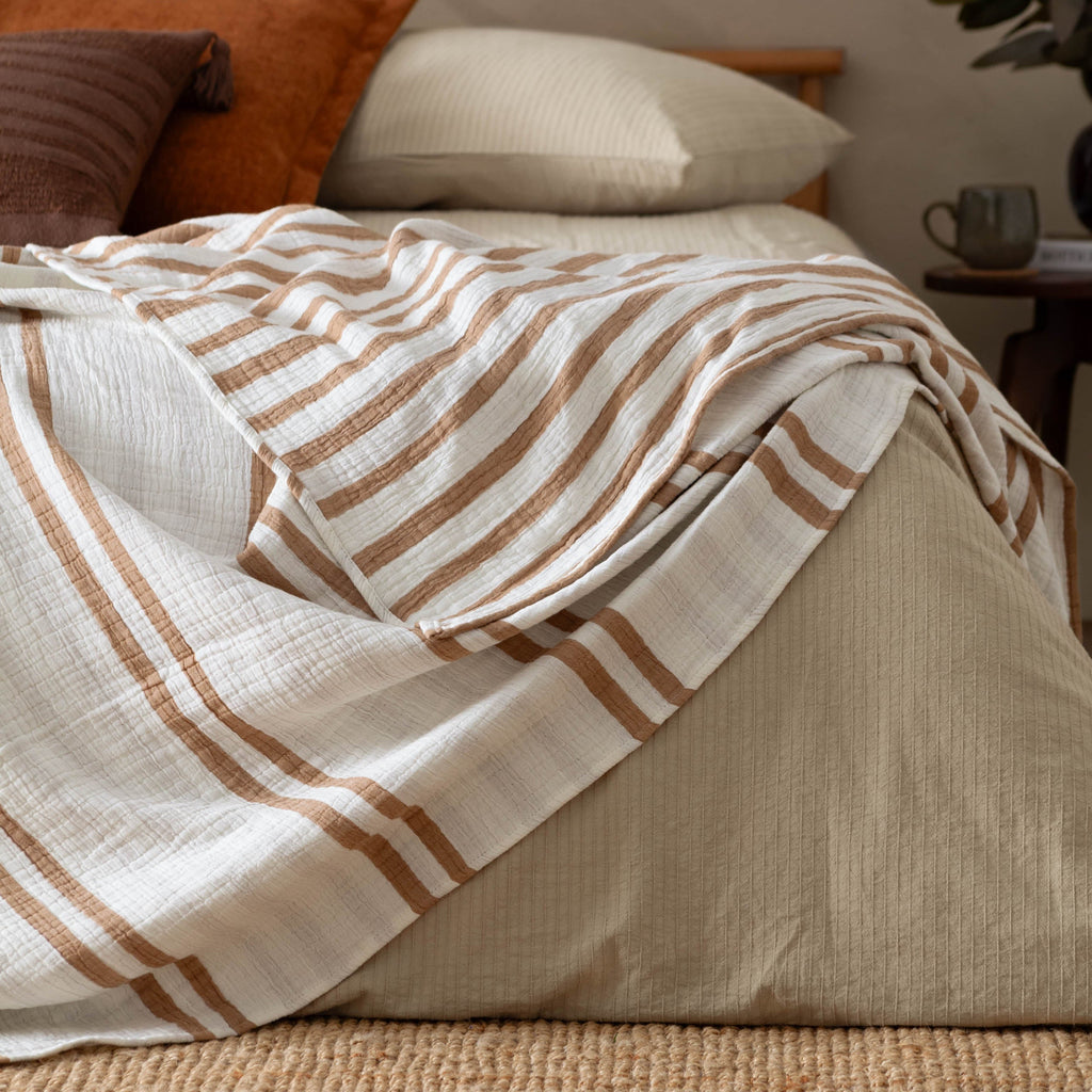 Woven Stripe 100% Cotton Bedspread