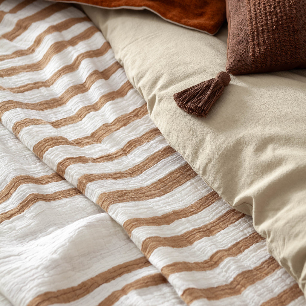 Woven Stripe 100% Cotton Bedspread