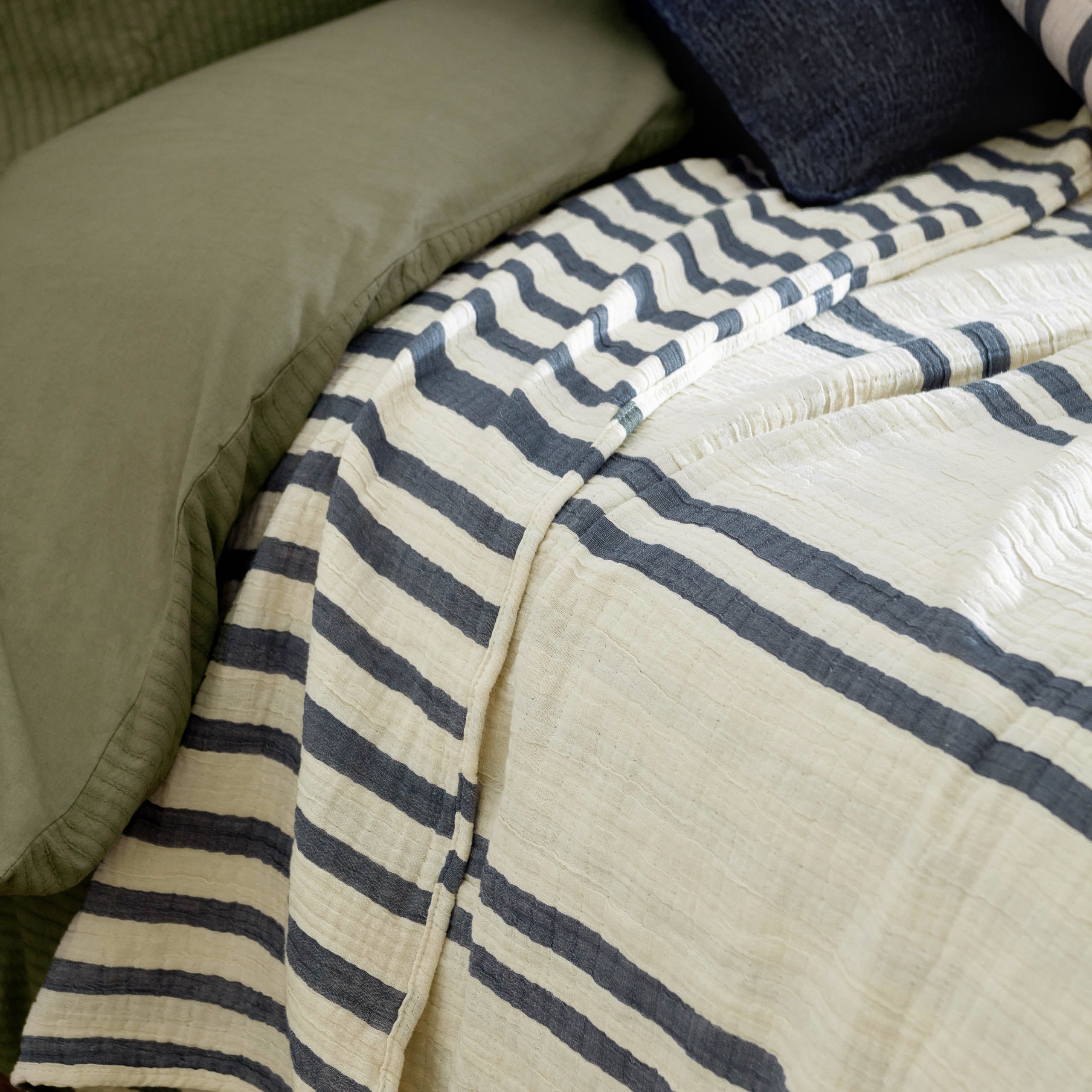 Woven Stripe 100% Cotton Bedspread