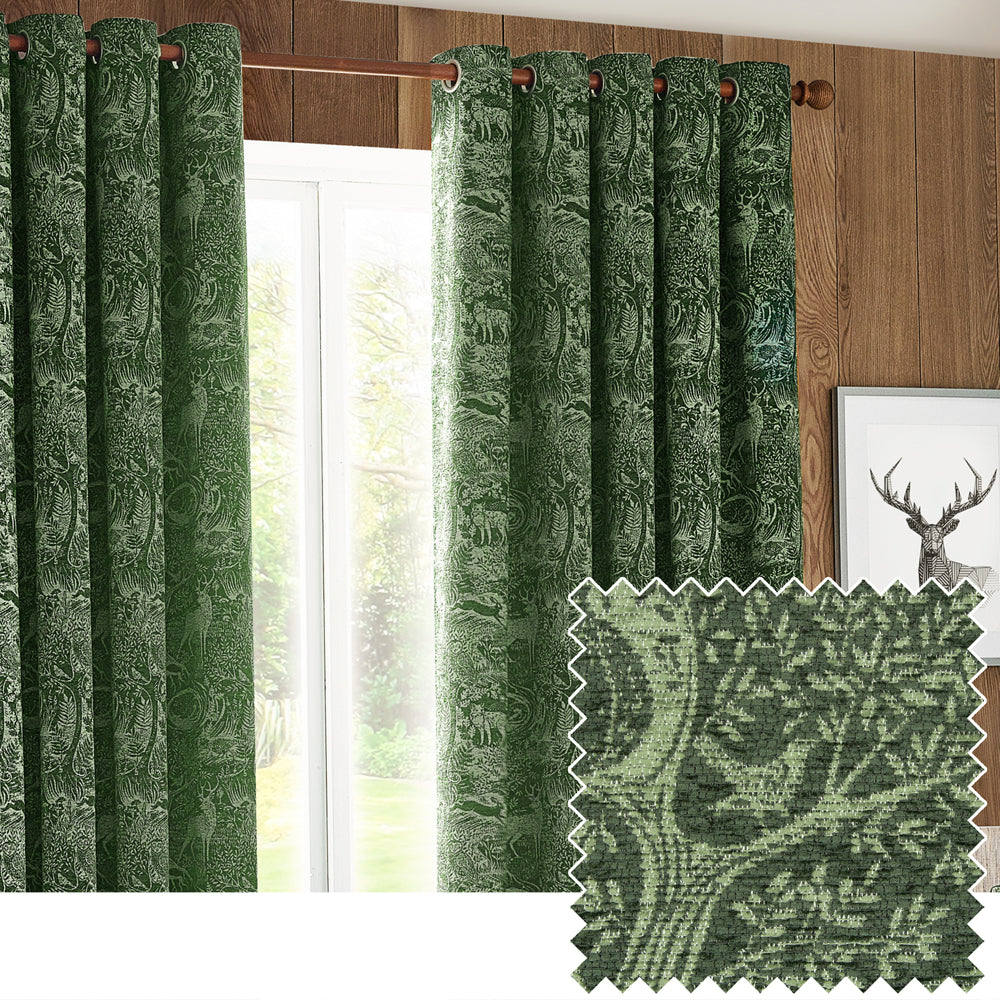 Winter Woods Animal Chenille Eyelet Curtains