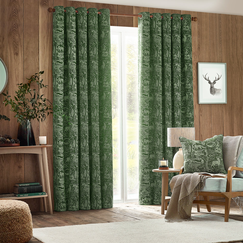 Winter Woods Animal Chenille Eyelet Curtains