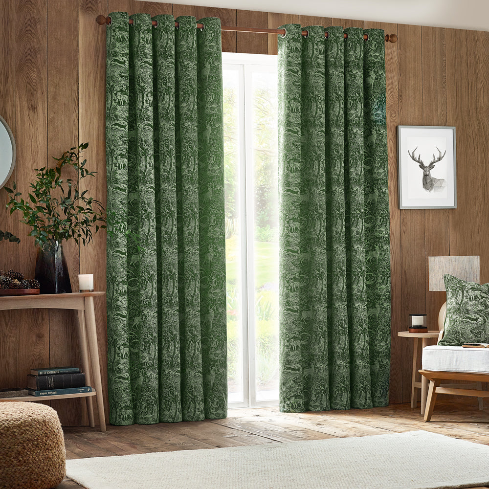Winter Woods Animal Chenille Eyelet Curtains