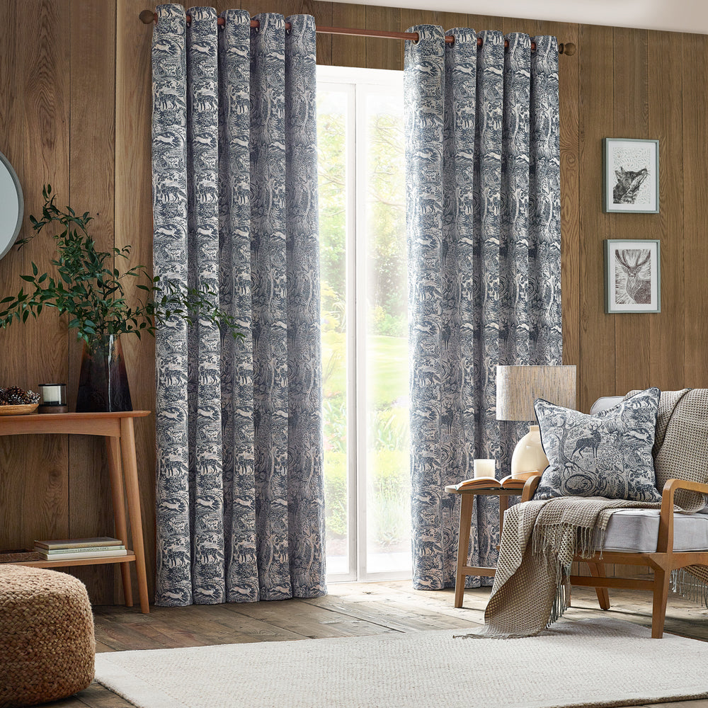 Winter Woods Animal Chenille Eyelet Curtains