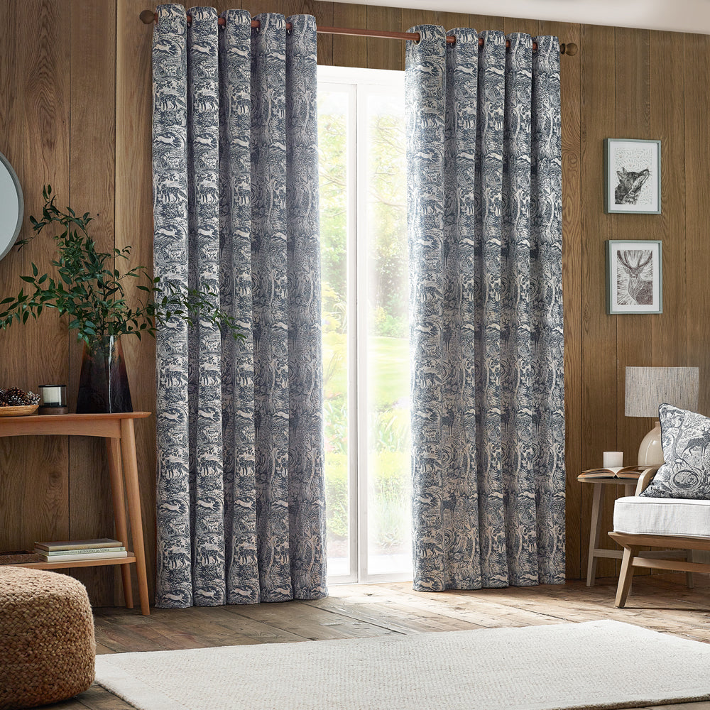 Winter Woods Animal Chenille Eyelet Curtains