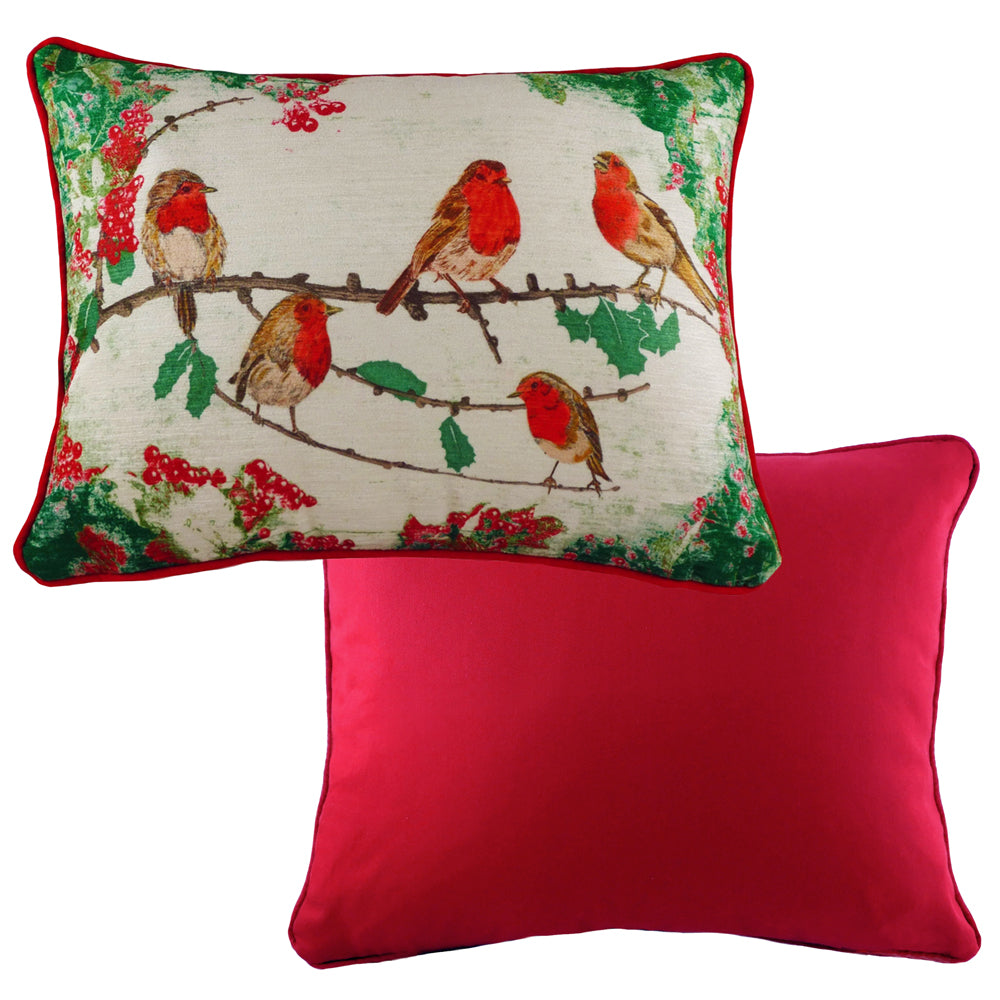 Xmas Robins Rectangular Cushion