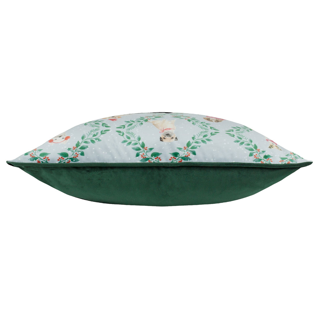 Christmas Dog Friends Printed Velvet Cushion