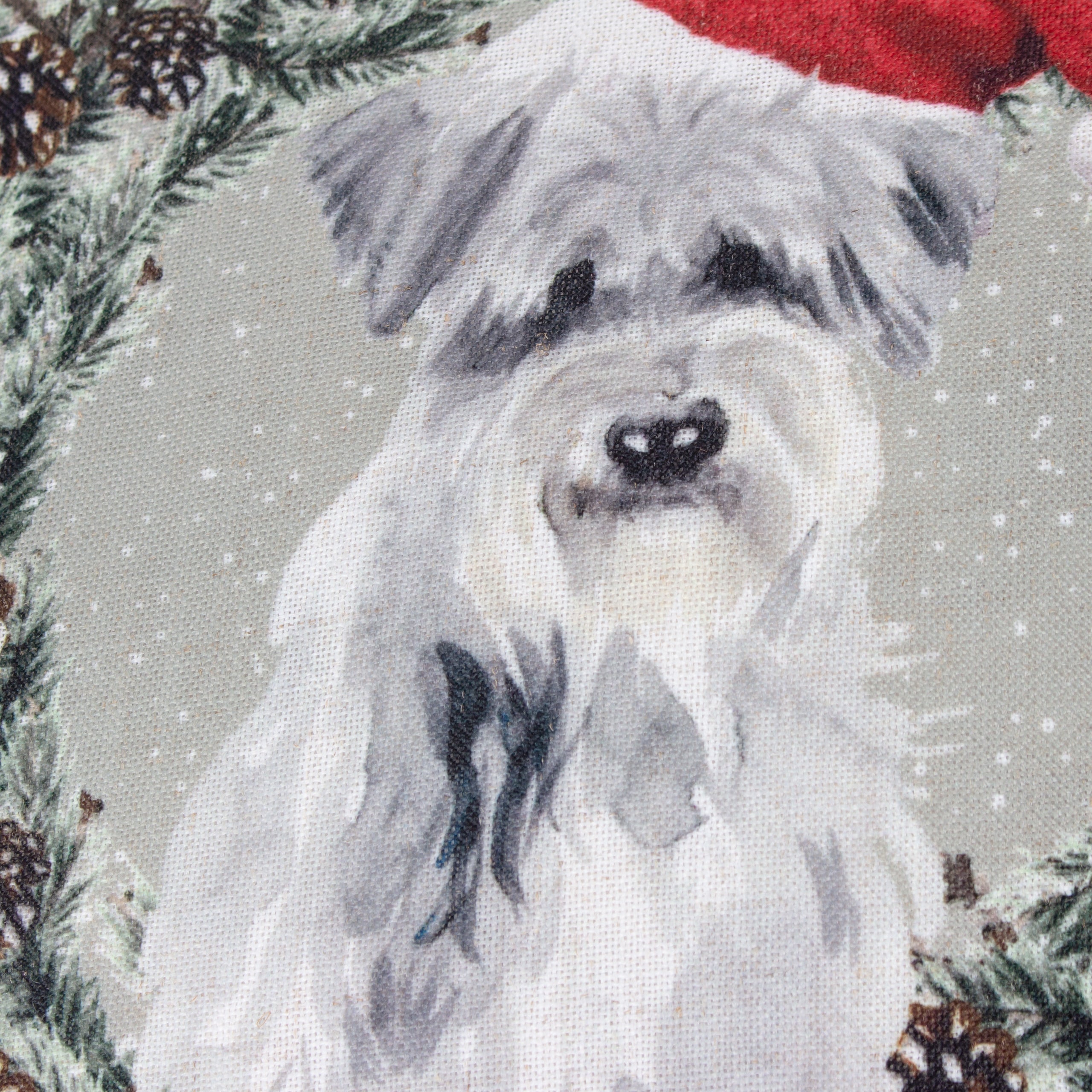 Christmas Dog Wreath Printed Cushion